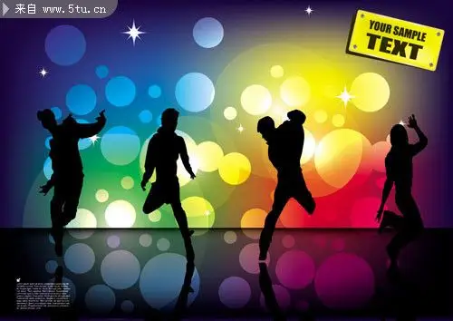 街舞人物剪影素材时尚背景矢量图