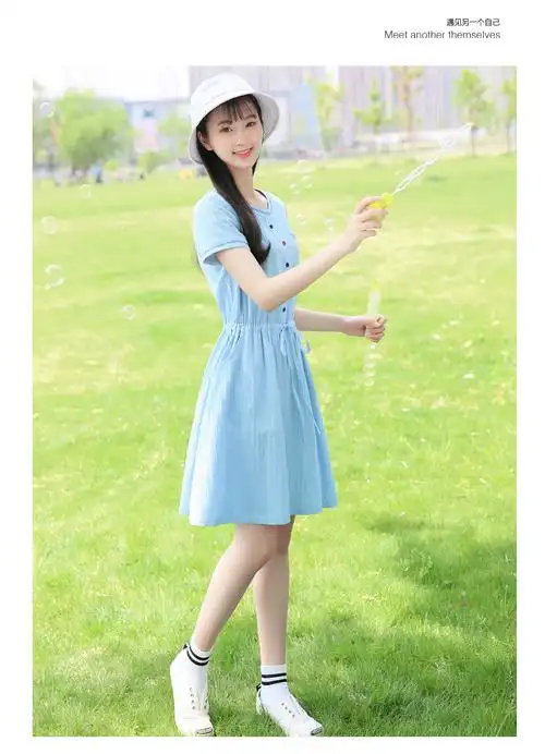 少女纯棉连衣裙12-13-14-15-16岁夏季女孩高初中学生小清新连身裙