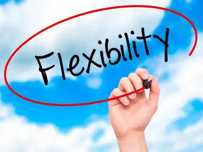 男人手在可视屏幕上用黑色记号笔写的灵活性照片