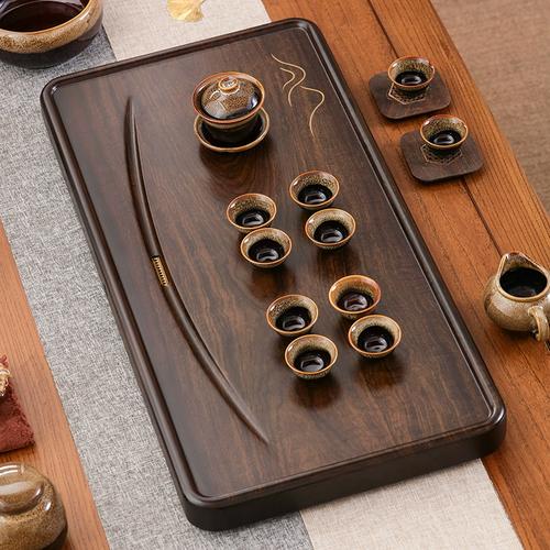 黑檀实木茶盘整块天然原木高档套装茶具排水家用简约客厅轻奢茶台