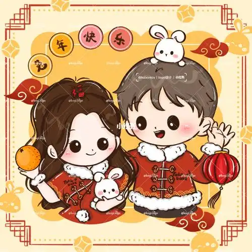 原创情侣头像设计新年风0506