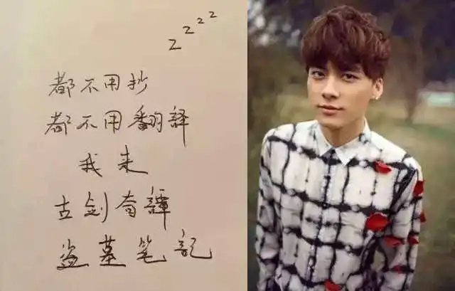 吴亦凡的字,跟颜值差太多了.