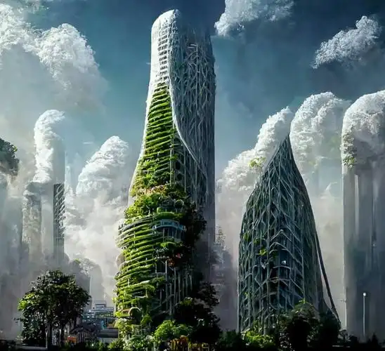 来看看人工智能生成的未来城市长什么样一个绿色能源乌托邦