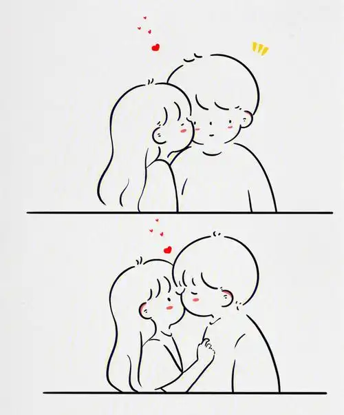 手绘分享 手帐素材画个简笔画 情侣日常