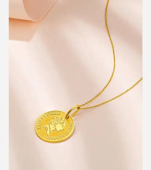 周六福珠宝黄金吊坠女款5g金足金定价女王圆牌金牌挂坠正品送礼