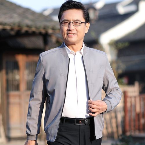 男士外套春秋季薄款中年男装休闲上衣中老年人夹克衫爸爸秋装外衣