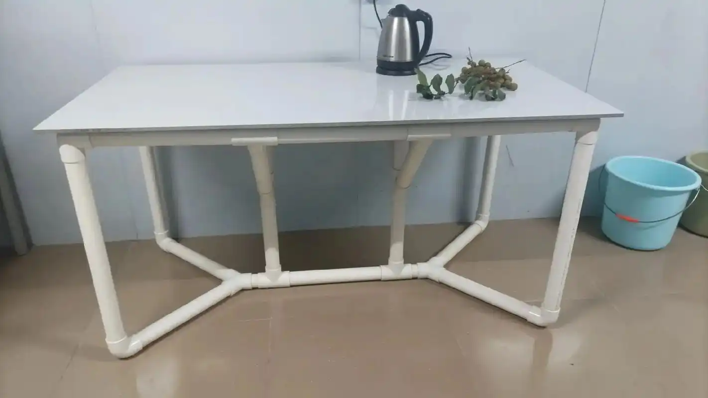 利用废旧pvc管制作桌脚,画图计算开料一次拼装完成,桌面尺寸 - 抖音