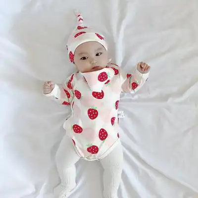 女婴儿连体衣服男宝宝2网红9秋春装6个月1岁外套装婴幼儿外出抱衣