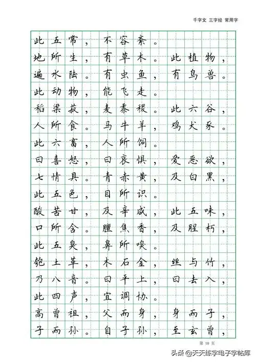 田英章楷书字帖电子版千字文三字经常用字字帖收藏练习