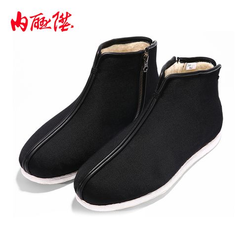 内联升男鞋秋冬季老北京手工千层底高帮保暖羊毛毡加绒棉鞋8167a