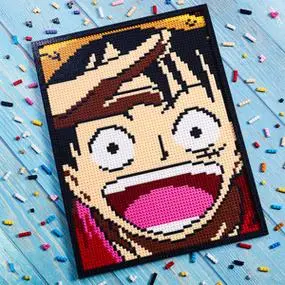 海贼王路飞艾斯索隆乐高像素画积木墙装饰拼图玩具8-12岁男孩礼物