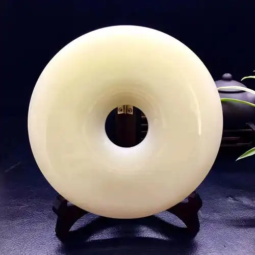 天然阿富汗白玉平安扣,精品摆件,温润美玉,风华绝代