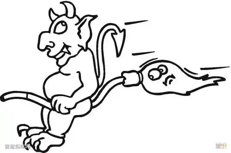 正在飞向地狱的恶魔填色图片