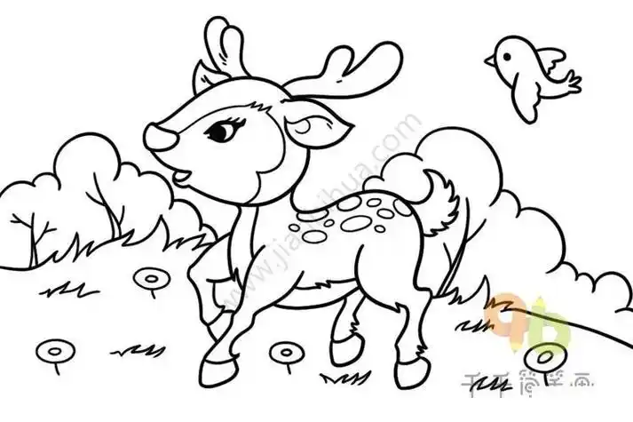 出去玩耍迷路的小鹿简笔画  情景简笔画情景动物简笔画动物简笔画
