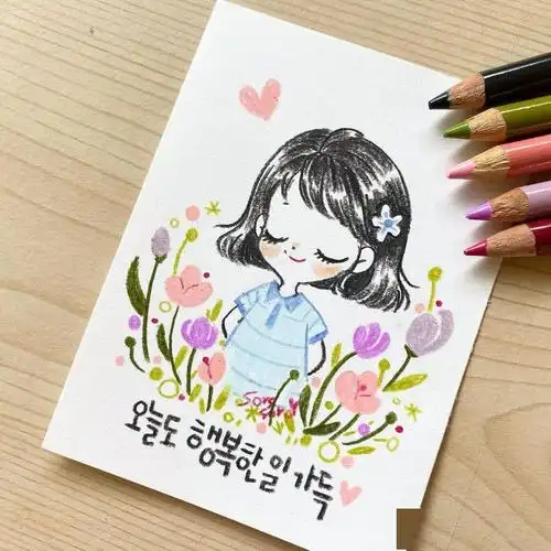 萌爆彩铅小仙女简笔画超q的小清新