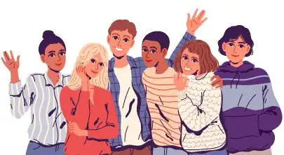 简约手绘朋友合照人物矢量素材