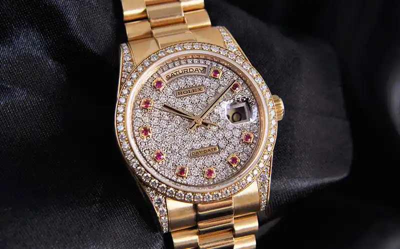 劳力士星期日历118388黄金镶钻满天星红宝石自动机械腕表