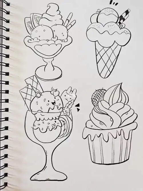 清凉一夏冰激凌简笔画