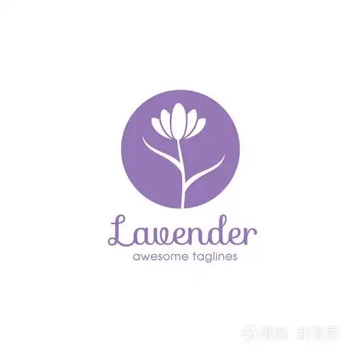 薰衣草花标志为美容和化妆品公司, 薰衣草花卉标志在时尚的线性风格