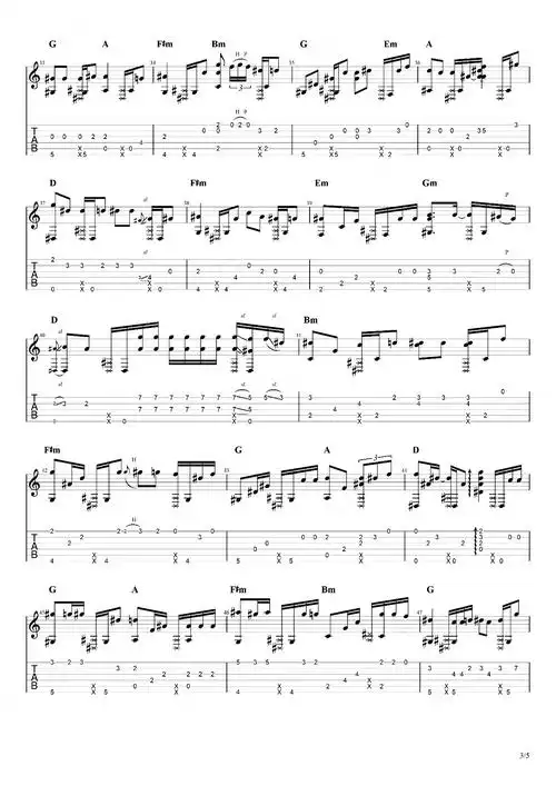 《后来》指弹吉他谱_刘若英_《后来》独奏六线谱【演示 教学】1