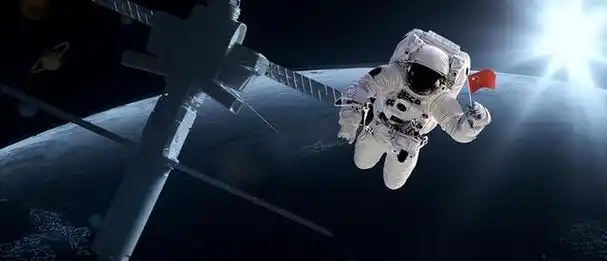 航天员们的视野中出现了一道绚丽的火红色光带,这是由于太阳光线穿过