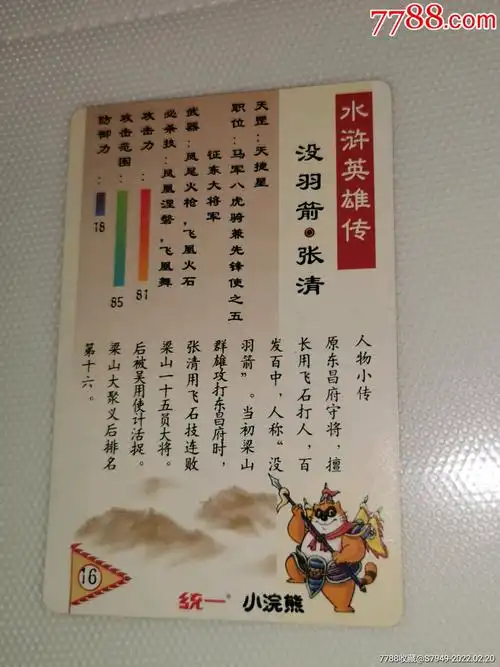 水浒传人物卡没羽箭张清