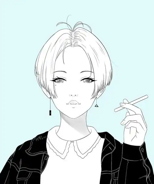 插画酷酷的短发女生