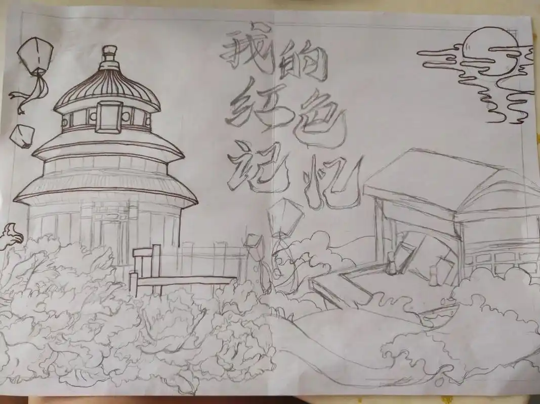 100周年|红色记忆|中国风手抄报 临摹自73  有轻微改动,马克笔上色