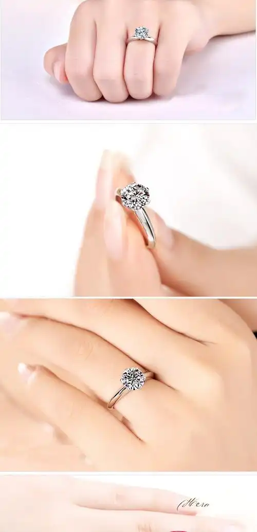 老凤祥款 pt950铂金莫桑石戒指18k白金d色女1克拉仿真钻戒婚戒经典