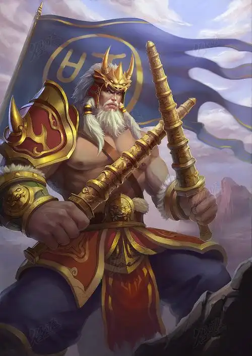 手持双鞭的武将|原创|武将|肌肉男|古风-角色原画作品图片素材广州