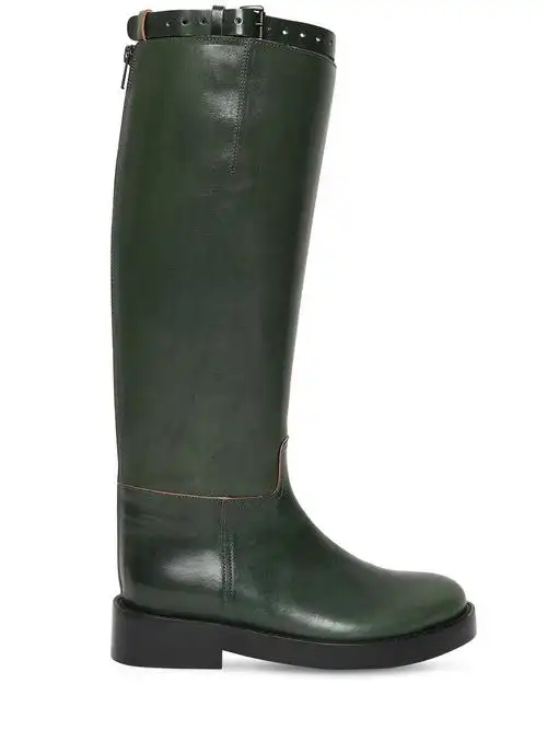 ann demeulemeester 30毫米抛光皮革马靴 in green