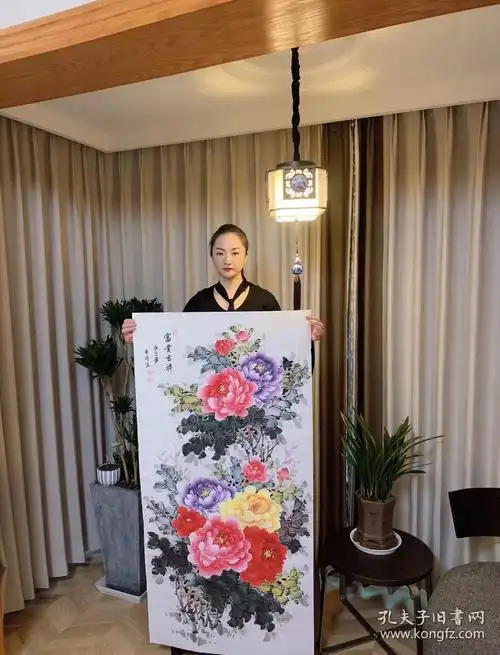 中国国画家协会会员曾娟老师四尺牡丹竖幅140*70厘米任选一幅199元