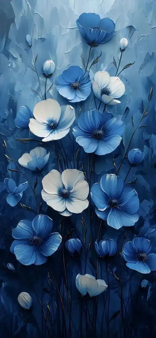 在深邃的蓝色背景下,这款手机壁纸仿佛带你进入了一个梦幻般的世界.