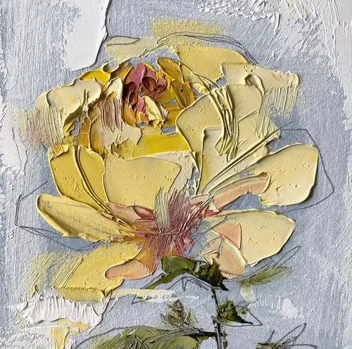 丙烯创意花手绘作品欣赏,明亮艳丽的花卉色彩画