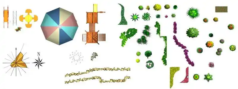 ps彩平图图例植物素材psd格式