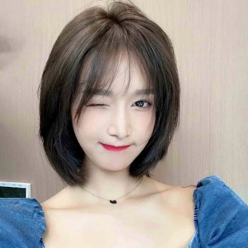 假发女短发2021年新款时尚自然全头套式仿真人发圆脸学生自然发套