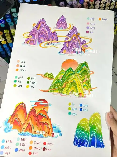 山元素的万能配色法卡勒马克笔渐变技巧