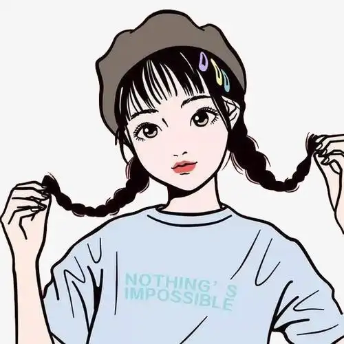 手绘麻花辫女孩头像