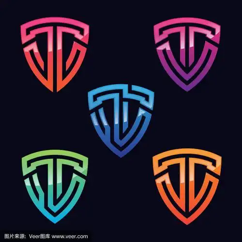 一套t字母符号形状的盾牌