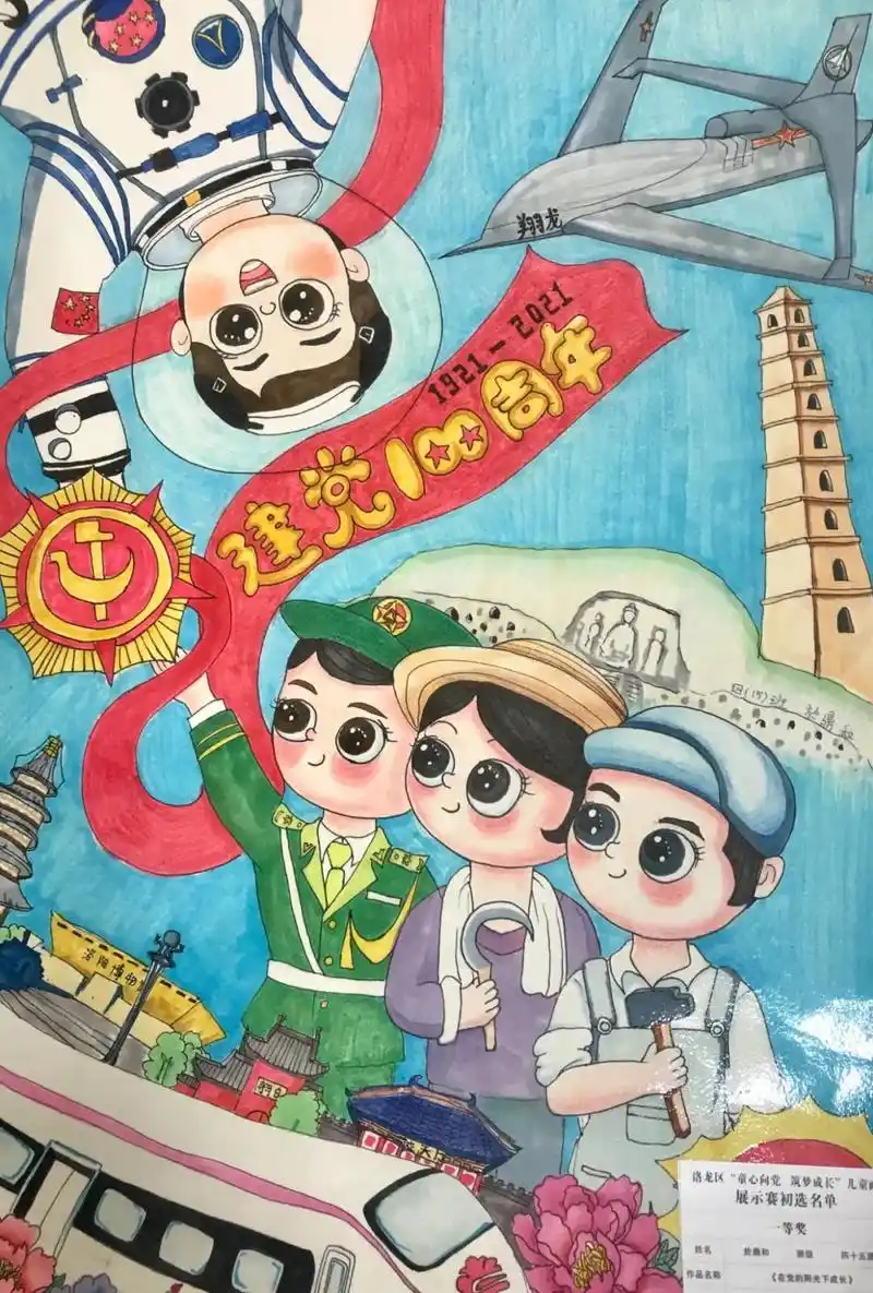 作品展示!洛龙小画家用画笔献礼建党百年!