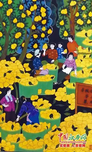 怒放的田野之花万安农民画赏析