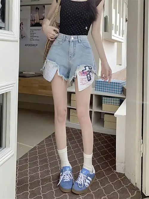 实拍 夏季i新年款小众设计辣妹低腰牛仔裤超短裤潮 - 17网