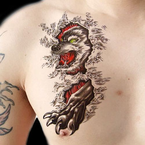 纹身贴狼头凶狠狼王血狼霸气狼贴纸仿真防水持久仿真刺青潮流男女