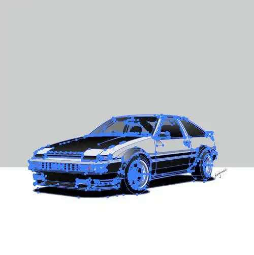 头文字d toyota丰田 ae86插画图片壁纸