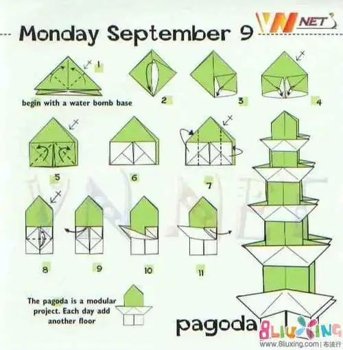 折纸塔步骤图视频教程折塔教程宝塔的折法视频教程
