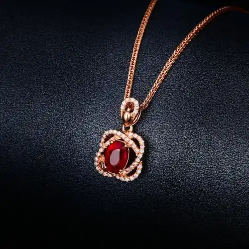 甄选18k金镶嵌天然红宝石吊坠 小清新轻奢款