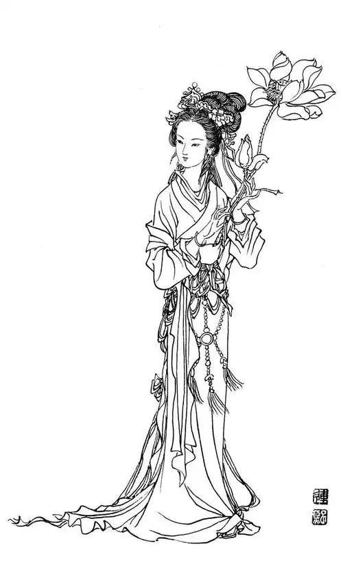 白描仕女图欣赏