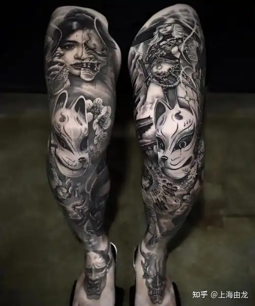 写实风格花腿纹身,包腿纹身图案