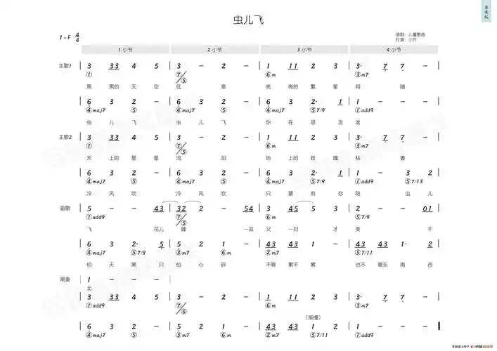 虫儿飞(简和谱)_简谱