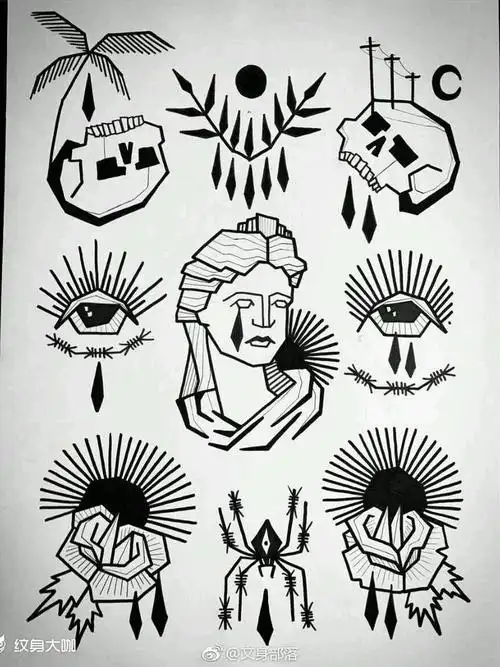 old school手稿_纹身图案手稿图片_木东新爷的纹身作品集